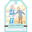 Holiday Photo Hangtag Printable Card - Grey Chevron with Aqua - Signature Design